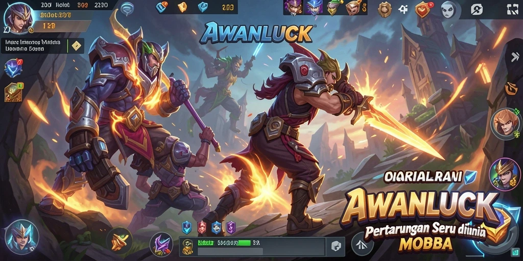 Tangkapan layar gameplay seru AWANLUCK dalam aksi MOBA.