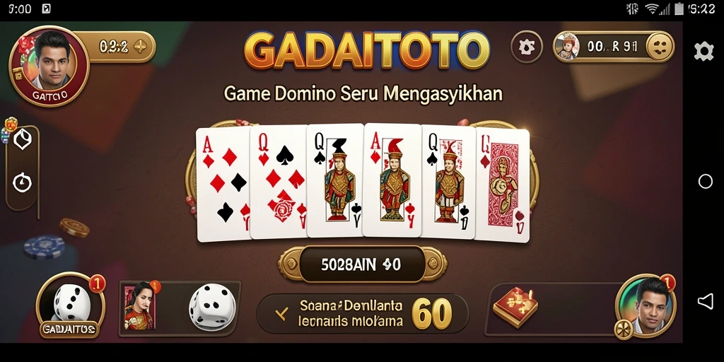 Tampilan screenshot permainan GADAITOTO yang menampilkan serunya bermain Domino.