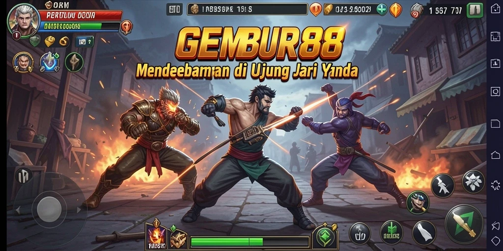 Tampilan gameplay mendebarkan dari permainan Fighting GEMBUR88.