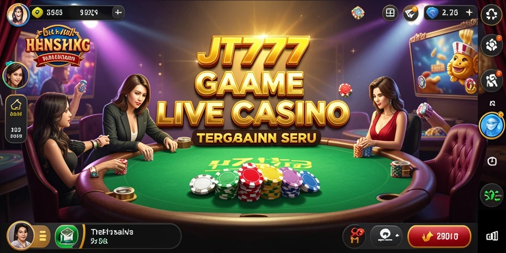 Tampilan gameplay live casino JT777 dengan dealer profesional.