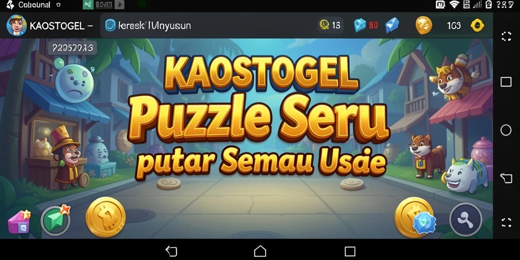 Tampilan gameplay KAOSTOGEL dengan berbagai puzzle menarik.