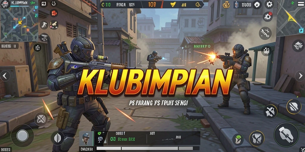 Tampilan gameplay yang mendebarkan dari KLUBIMPIAN di medan perang.
