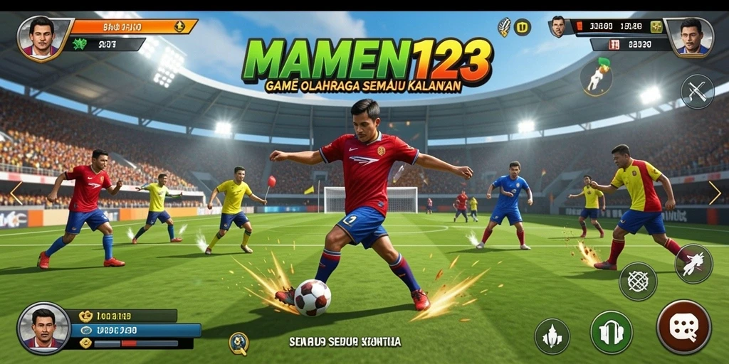 Tampilan gameplay seru dari MAMEN123 saat pertandingan olahraga.