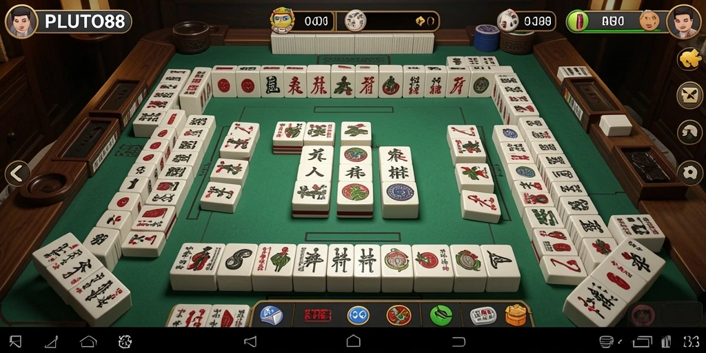 Tangkapan layar gameplay PLUTO88 yang menampilkan aksi seru Mahjong.