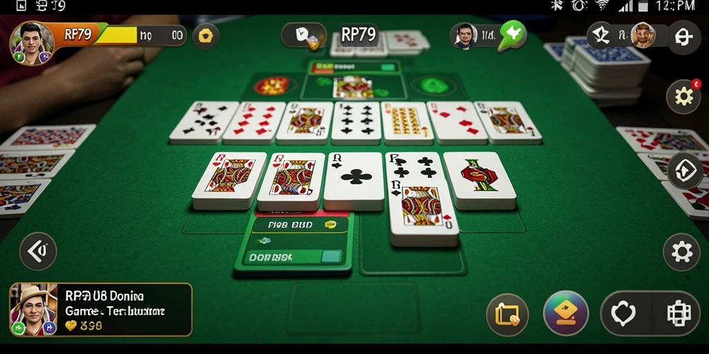 Screenshot gameplay RP79 menampilkan suasana permainan Domino yang seru.