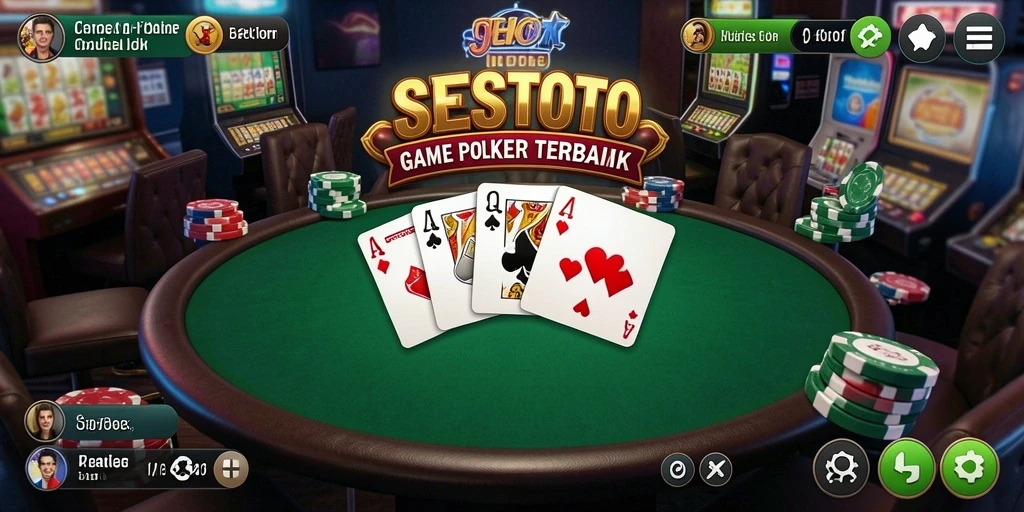 Tampilan gameplay Poker yang seru dan menegangkan di SESETOTO.