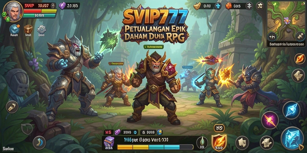 Tampilan gameplay SVIP777 yang epik dalam pertempuran RPG.