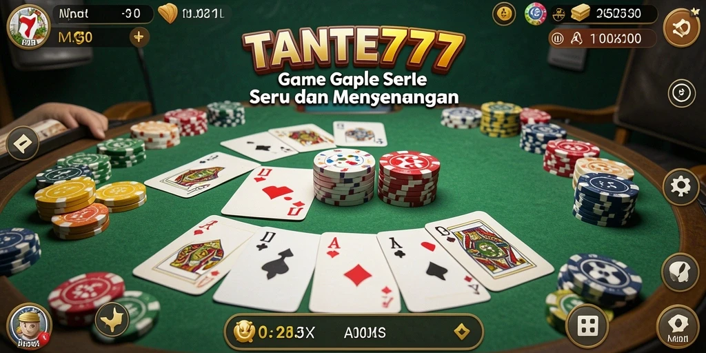 Screenshot TANTE777 menampilkan keseruan gameplay Gaple yang interaktif.