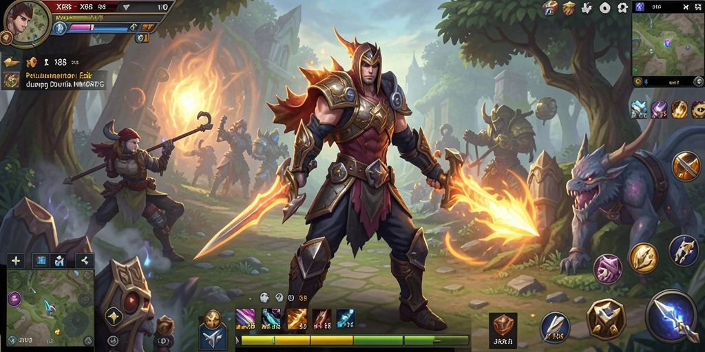 Screenshot gameplay <strong>X88</strong> menunjukkan pertarungan seru di dunia MMORPG.